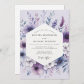 Lavender Botanical Romance Wedding Kaart (Voorkant / Achterkant)