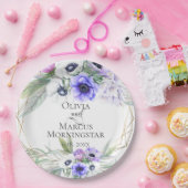 Lavender Botanical Violet Anemone Floral Bouquets Papieren Bordje (Feest)