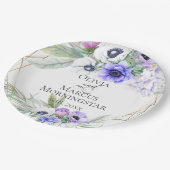 Lavender Botanical Violet Anemone Floral Bouquets Papieren Bordje (Gekanteld)