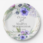 Lavender Botanical Violet Anemone Floral Bouquets Papieren Bordje (Voorkant)