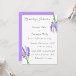 Lavender Botanical Wedding Invitation Kaart