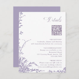 Lavender Botanical Wedding QR Code Details Informatiekaartje