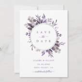 Lavender Botanical Wreath Wedding Save The Date (Voorkant)