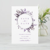 Lavender Botanical Wreath Wedding Save The Date (Staand voorkant)
