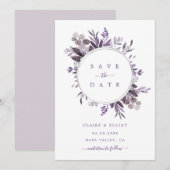 Lavender Botanical Wreath Wedding Save The Date (Voorkant / Achterkant)