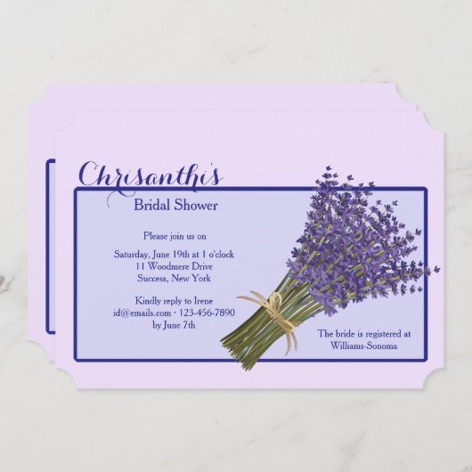 Lavender Bouquet Uitnodiging (Voorkant / Achterkant)