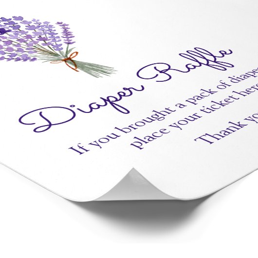 Lavender Bouquet Waterverf Diaper Raffle Poster (Hoek)