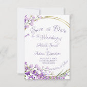 Lavender Bouquet Wreath Wedding Save the Date Kaar (Voorkant)