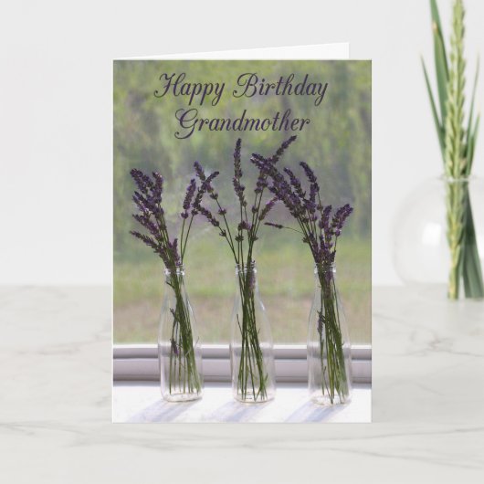 Lavender Bouquets grootmoeder Happy Birthday Kaart (Voorkant)