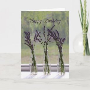 Lavender Bouquets Happy Birthday Kaart