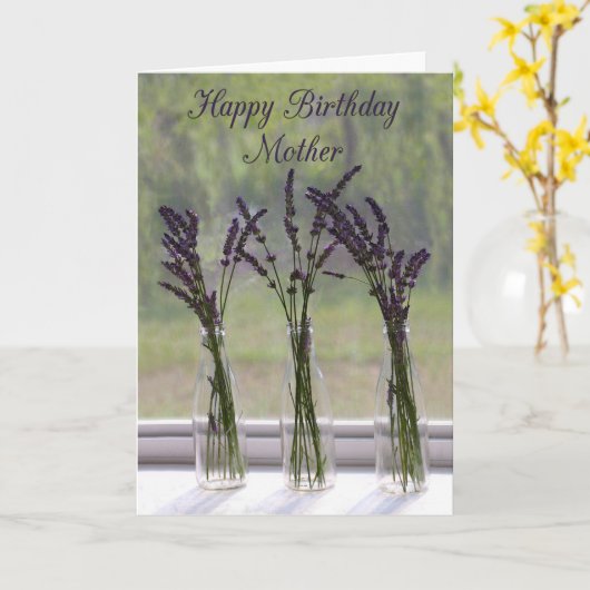 Lavender Bouquets moeder Happy Birthday Kaart (Gele Bloem)