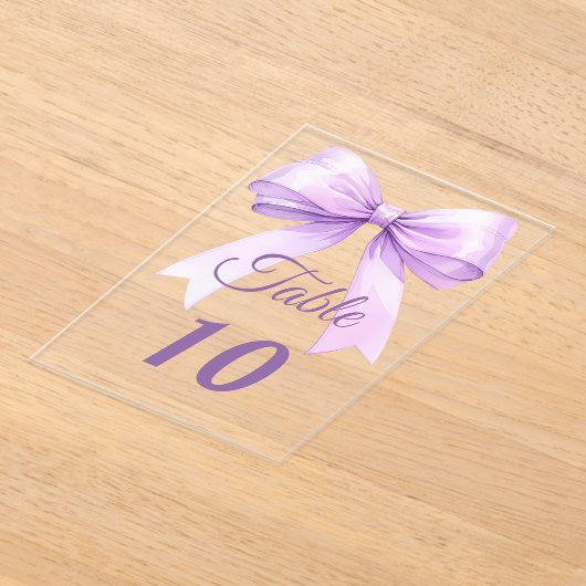 Lavender bow acrylic table number sign acryl uitnodigingen (Laagn)