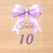 Lavender bow acrylic table number sign acryl uitnodigingen (Voorkant)
