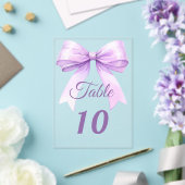 Lavender bow acrylic table number sign acryl uitnodigingen (Insitu (Huwelijk))