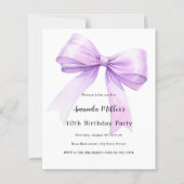 Lavender bow coquette girl birthday invitation (Voorkant)