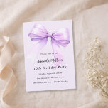 Lavender bow coquette girl birthday kaart<br><div class="desc">A soft lavender background,  decorated with a lavender colored large bow. Personalize and add a name and party details.</div>