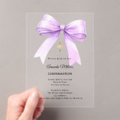Lavender bow cream girl clear Confirmation Acryl Uitnodigingen (Insitu (Draagbaar))