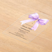 Lavender bow cream girl Confirmation arch Acryl Uitnodigingen (Laagn)