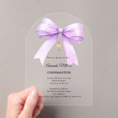 Lavender bow cream girl Confirmation arch Acryl Uitnodigingen (Insitu (Draagbaar))