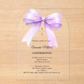 Lavender bow cream girl Confirmation arch Acryl Uitnodigingen (Voorkant)
