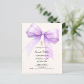 Lavender bow cream girl Confirmation invitation (Staand voorkant)