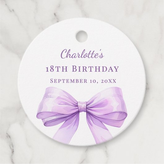 Lavender bow DIY write by hand birthday Bedankjes Labels (Voorkant)