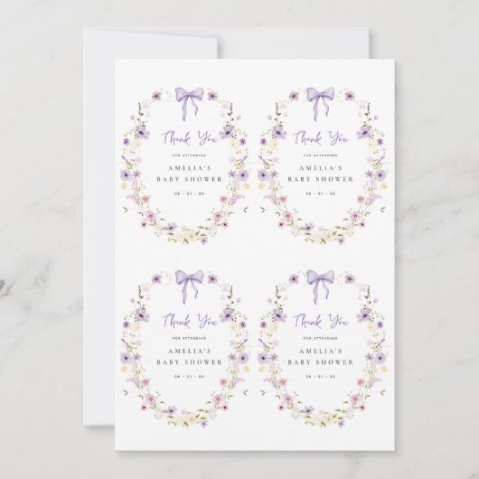 Lavender Bow Gift Tag Printable Kaart (Voorkant)