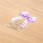 Lavender bow girl clear Confirmation Acryl Uitnodigingen (Laagn)