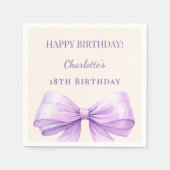 Lavender bow ivory birthday party servet (Voorkant)