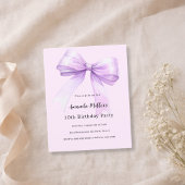Lavender bow pink coquette birthday invitation
