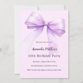 Lavender bow pink coquette girl birthday kaart (Voorkant)