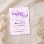 Lavender bow pink coquette girl birthday kaart<br><div class="desc">A soft blush pink lavender background,  decorated with a lavender colored large bow. Personalize and add a name and party details.</div>