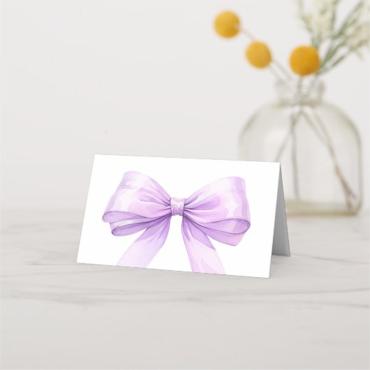 Lavender bow Place Cards Elegant Folded Plaatskaartje (Achterkant)