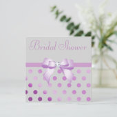 Lavender Bow Polka Dots Gray Vrijgezellenfeest Kaart (Staand voorkant)