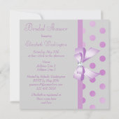Lavender Bow Polka Dots Gray Vrijgezellenfeest Kaart (Achterkant)
