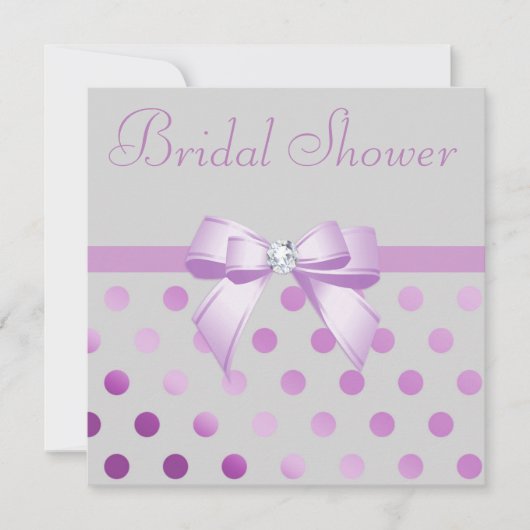 Lavender Bow Polka Dots Gray Vrijgezellenfeest Kaart (Voorkant)