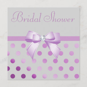 Lavender Bow Polka Dots Gray Vrijgezellenfeest Kaart