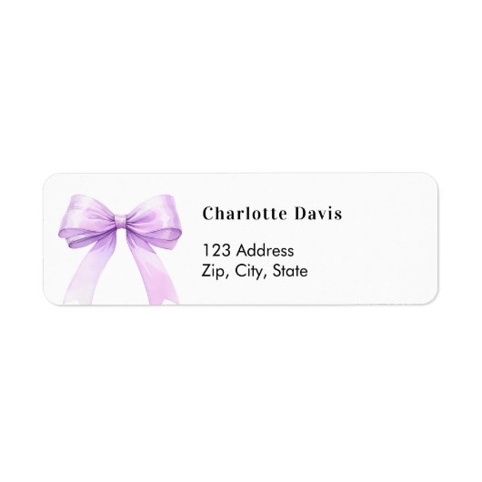 Lavender bow return address etiket (Voorkant)