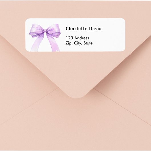 Lavender bow return address  etiket