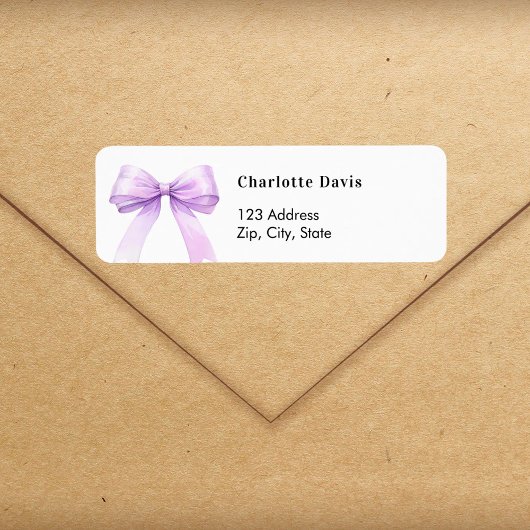 Lavender bow return address  etiket