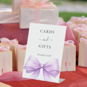 Lavender bow white cards gifts sign reclamebord met voetstuk