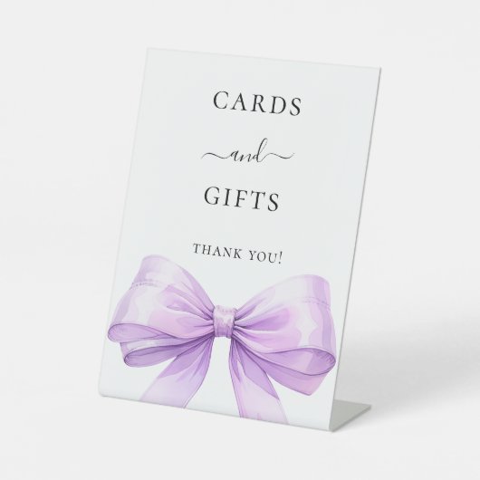 Lavender bow white cards gifts sign reclamebord met voetstuk (Voorkant)