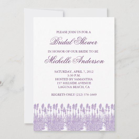 Lavender Bridal Shower Invitation Kaart (Voorkant)