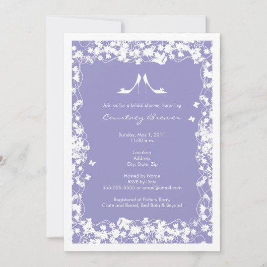 Lavender Bridal Shower Invitations - Moderne Kaart (Voorkant)