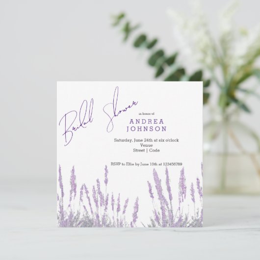 Lavender Bridal Shower Uitnodiging (Staand voorkant)