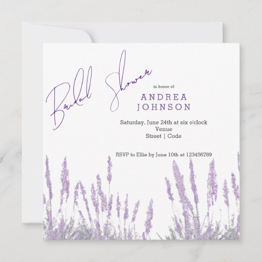 Lavender Bridal Shower Uitnodiging (Voorkant)