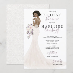 Lavender Bride in Lace Gown Vrijgezellenfeest Kaart