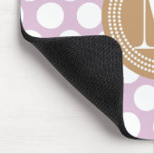 Lavender & Brown Big Polka Dots Monogramed Muismat (Hoek)