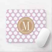 Lavender & Brown Big Polka Dots Monogramed Muismat (Met muis)