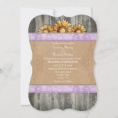 Lavender Brown Rustic Sunflower Wedding Invite Kaart (Voorkant)